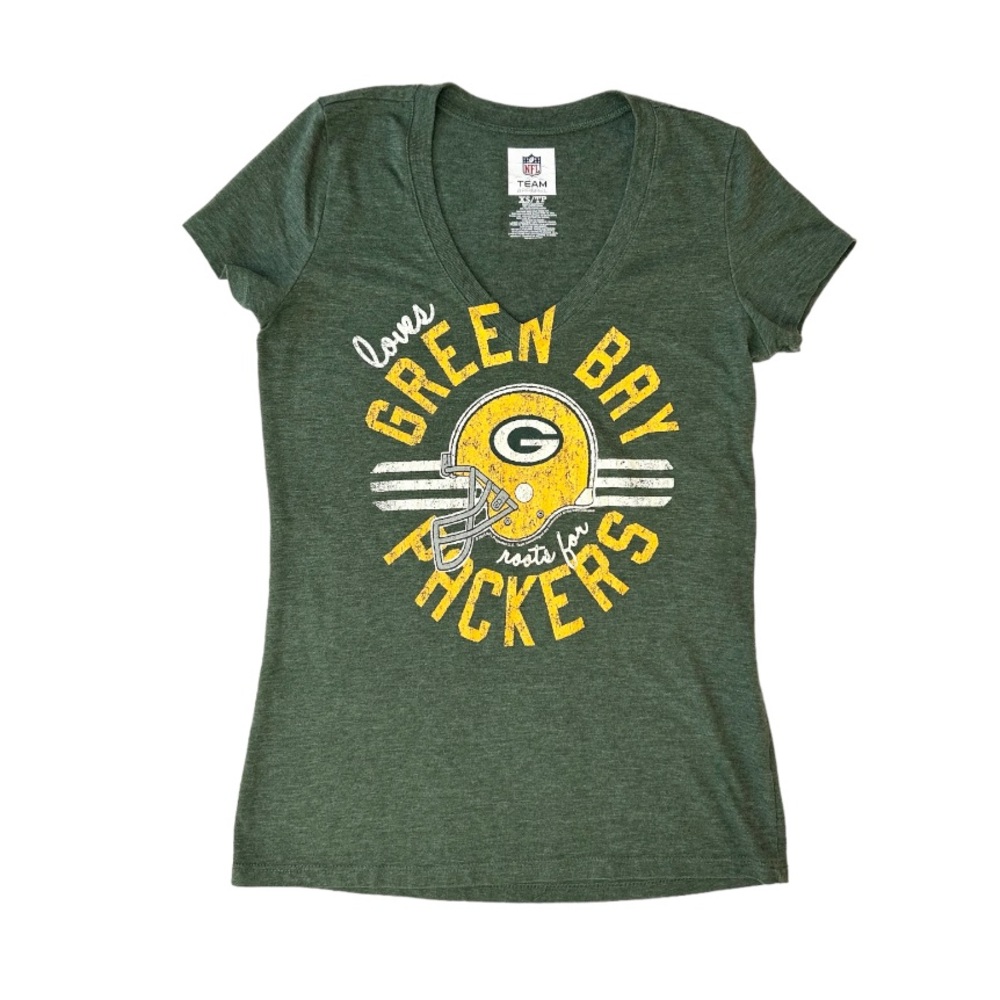 Green Bay Packers Shirt Women Green NFL Football ShortSleeve Pullover Tee
